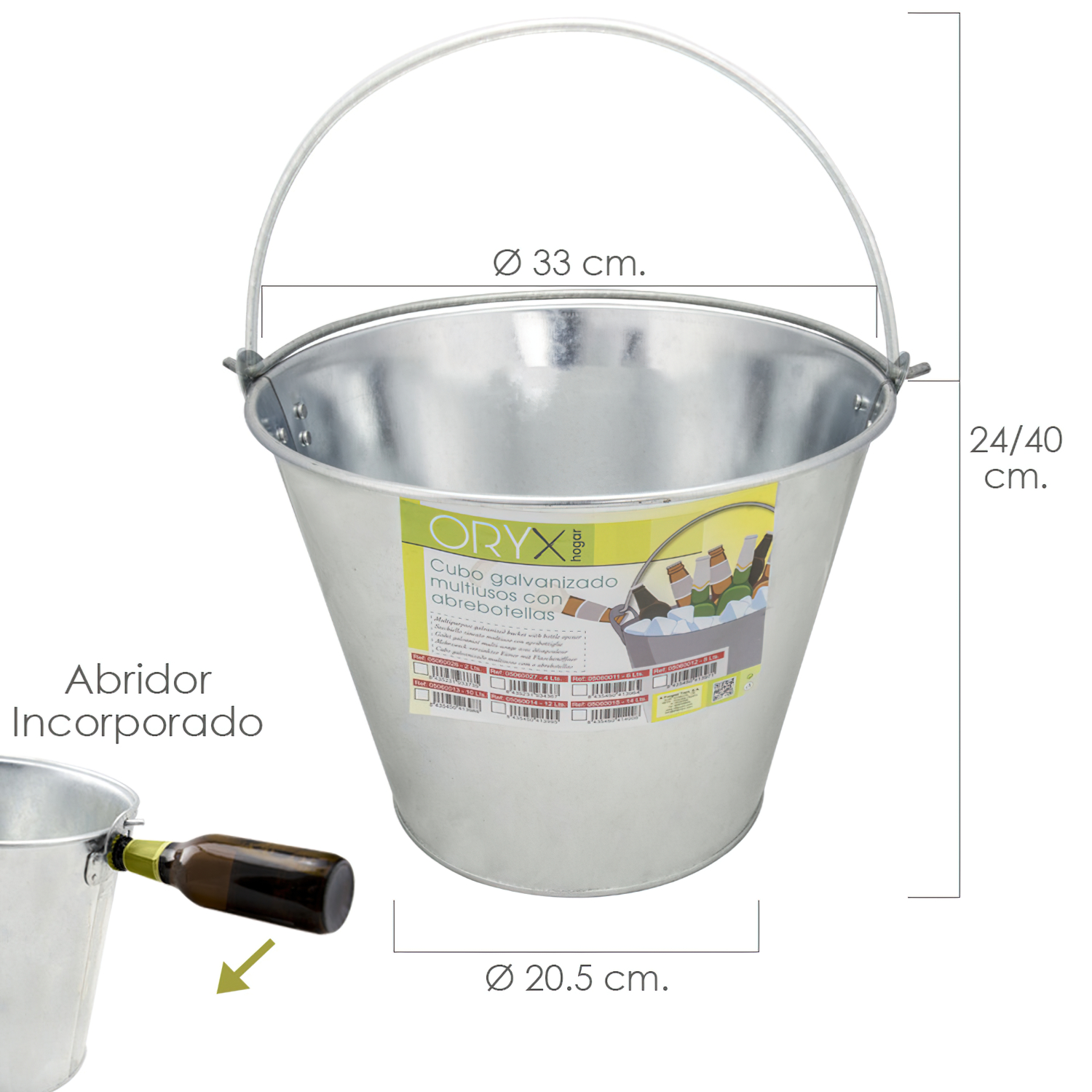 Cubo Galvanizado con Abridor 12L